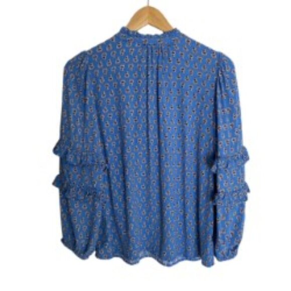 Loft Paisley Ruffled Button Blouse XSmall - Picture 4 of 6